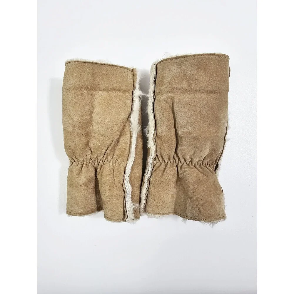 Wilsons Leather Large Tan Suede Leather Fingerless Mittens Gloves